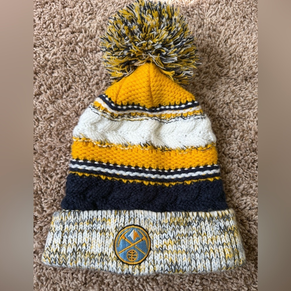 Denver Nuggets Chunky Knit Pom Beanie | Sport-Tek | NBA Winter Hat